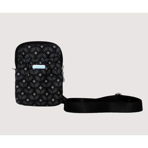 Baggallini Small Crossbody Organizer Black Gray Zipper Pockets Adj. Strap Travel